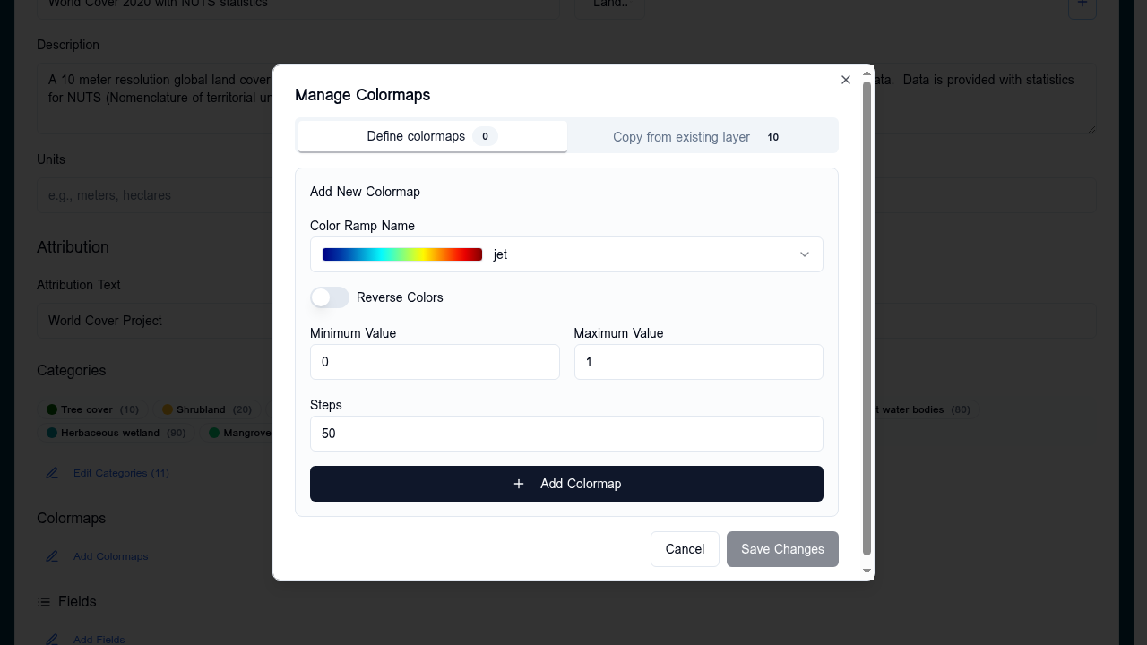 Colormaps editor