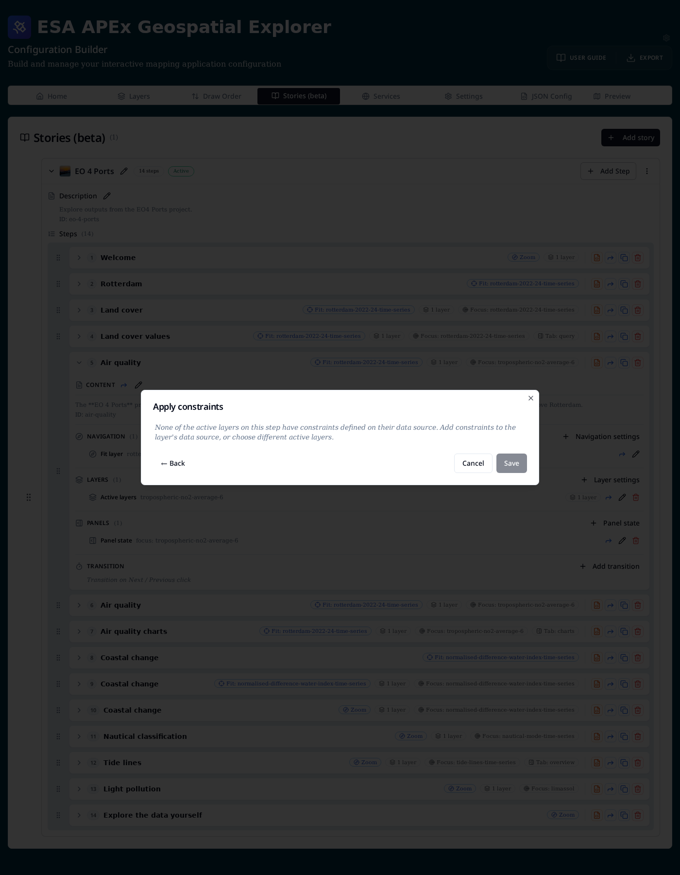 Apply constraints editor with no source constraints yet