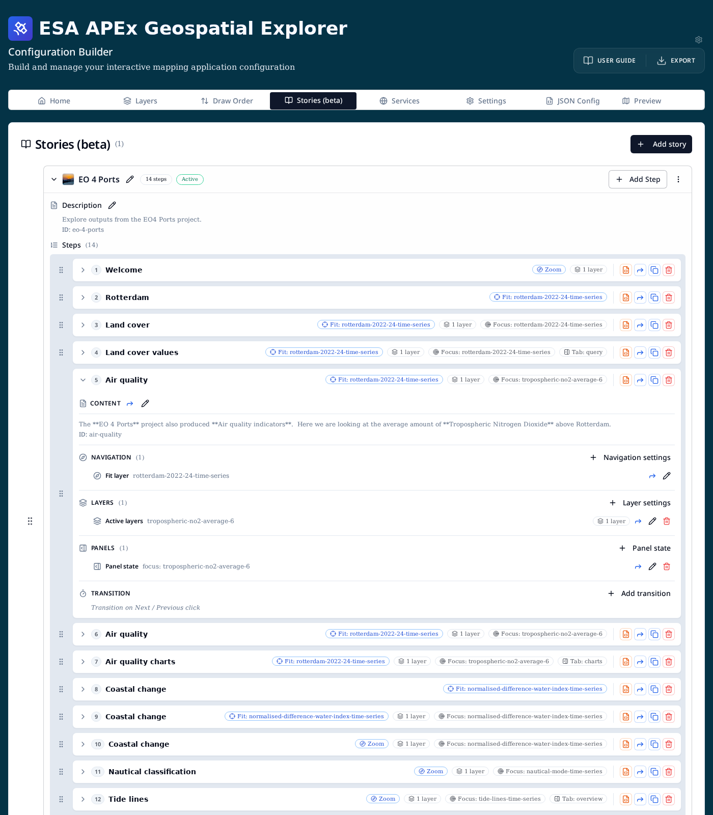 Expanded step showing content plus all action sections