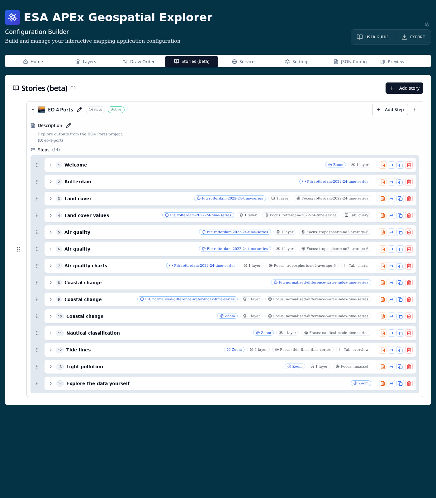 Stories tab overview
