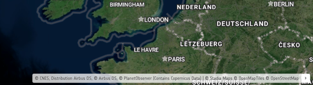 Map attribution statement updated for the selected base map