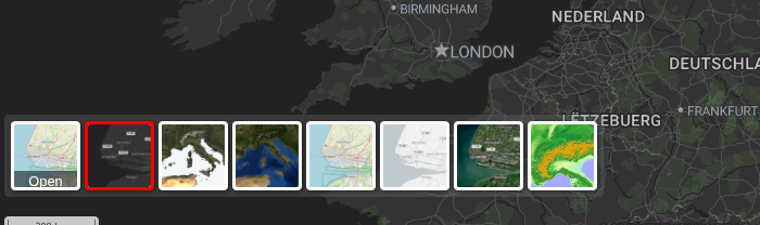 Base map switcher showing thumbnails of each available base map